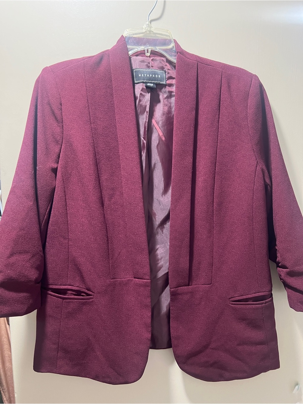 Metaphor Burgundy Open-Front Blazer Jacket